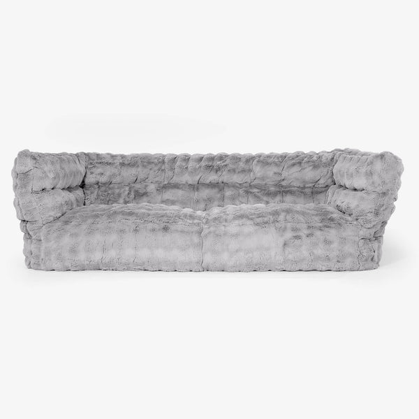 Sofa 3-osobowa pufa Albert 2.0 - Sztuczne futro Bąbelkowe Szarość 01