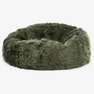 Sofa pufa Mammoth - Mongolskie Sztuczne Futro Szałwiowy zielony