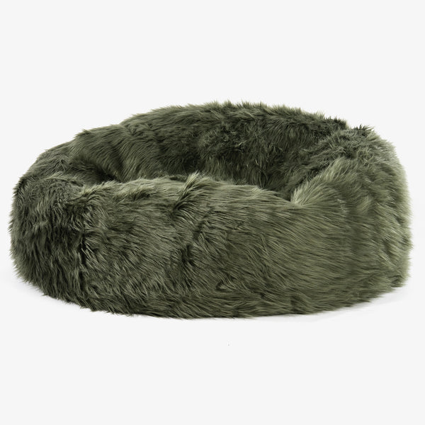Sofa pufa Mammoth - Mongolskie Sztuczne Futro Szałwiowy zielony 01