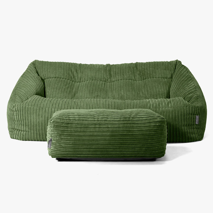 Sofa pufa Maya - Klasyczny sztruks Leśna zieleń 02