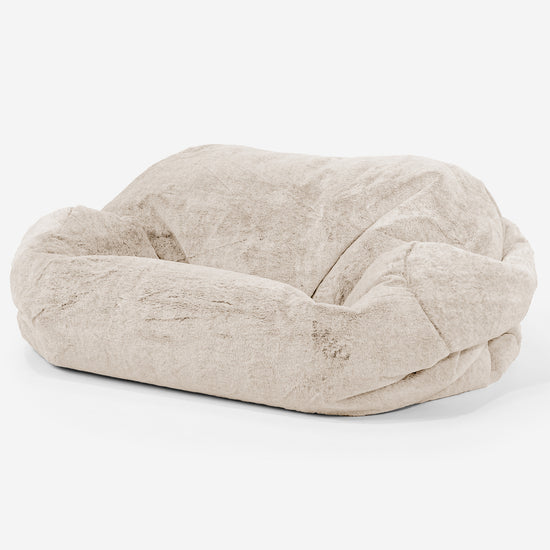 Sofa pufa Sabine - Sztuczne futerko z królika Biel 01