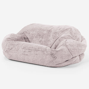 Sofa pufa Sabine - Sztuczne futerko z królika Łosoś
