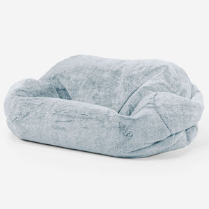 Sofa pufa Sabine - Sztuczne futerko z królika Popielaty