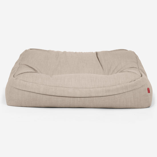 Sofa pufa Sloucher - Faktura lnu Śmietanka 02