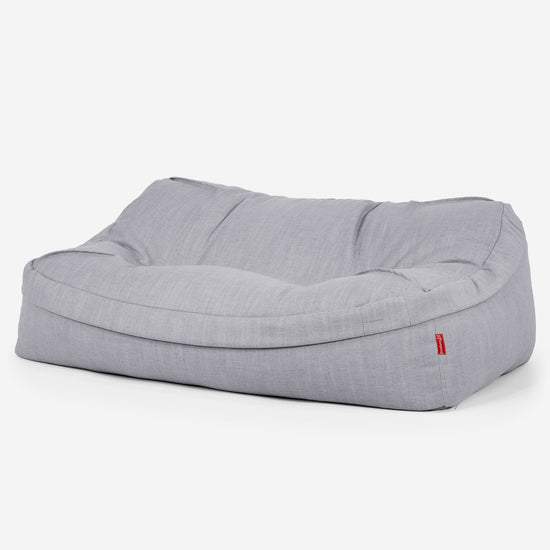 Sofa pufa Sloucher - Faktura lnu Srebro 01
