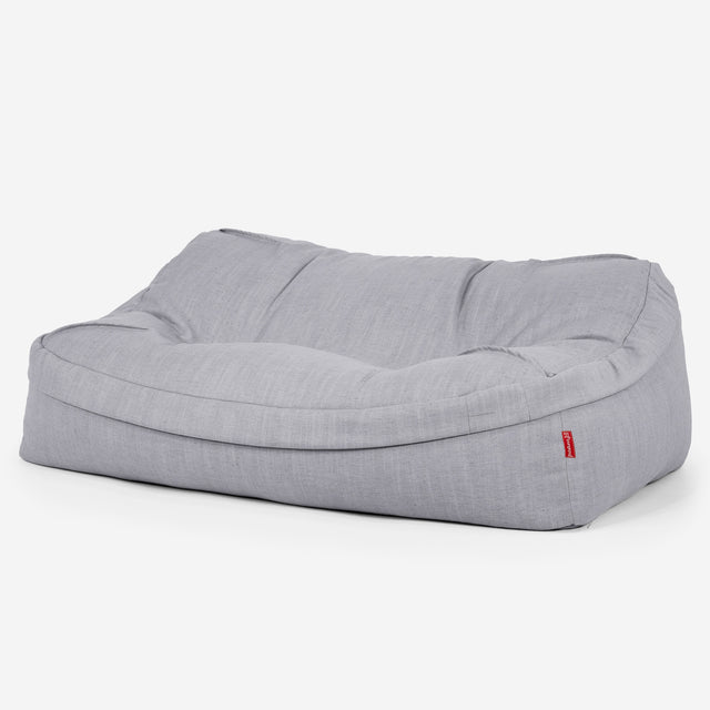 Sofa pufa Sloucher - Faktura lnu Srebro 01
