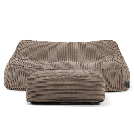 Sofa pufa Sloucher - Klasyczny sztruks Beżowa szarość 02