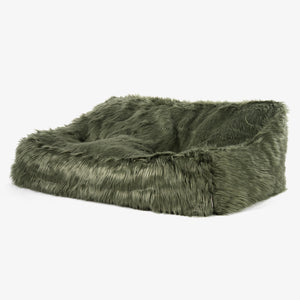 Sofa pufa Sloucher - Mongolskie Sztuczne Futro Szałwiowy zielony