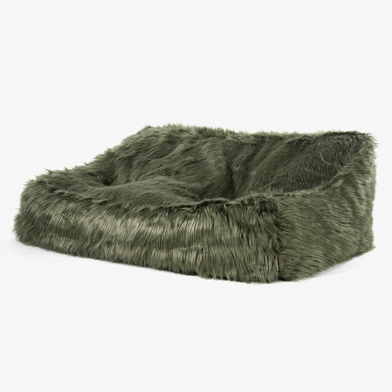 Sofa pufa Sloucher - Mongolskie Sztuczne Futro Szałwiowy zielony 01