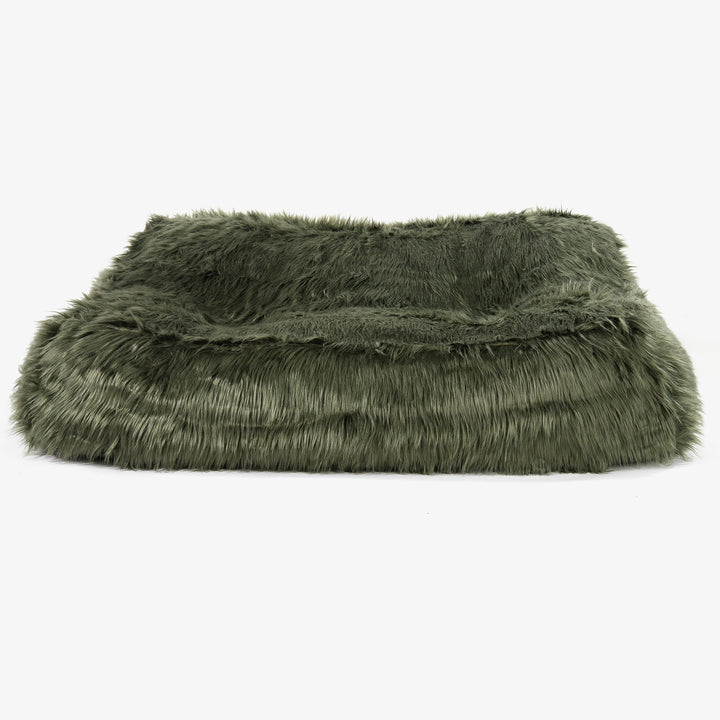 Sofa pufa Sloucher - Mongolskie Sztuczne Futro Szałwiowy zielony 02