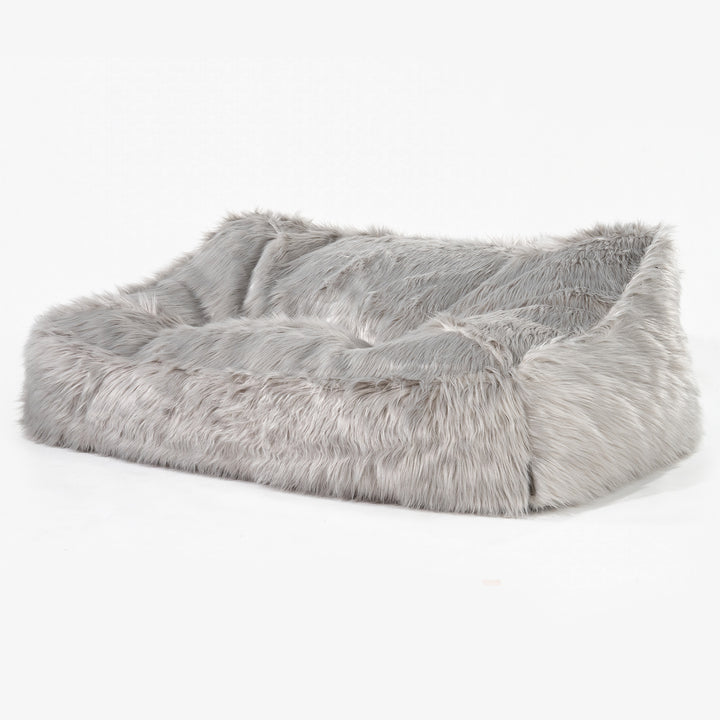 Sofa pufa Sloucher - Mongolskie Sztuczne Futro Szarość 01