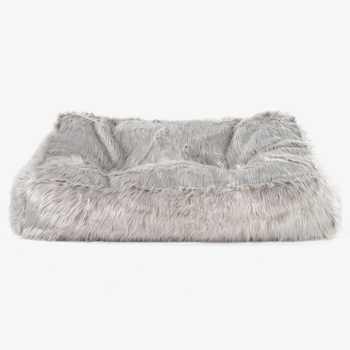 Sofa pufa Sloucher - Mongolskie Sztuczne Futro Szarość 02