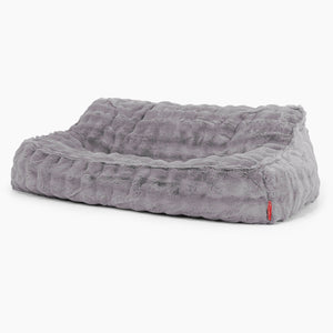 Sofa pufa Sloucher - Sztuczne futro Bąbelkowe Szarość