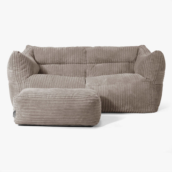 Sofa pufa Victor - Klasyczny sztruks Beżowa szarość 02