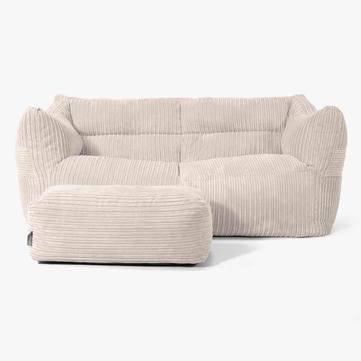 Sofa pufa Victor - Klasyczny sztruks Kość słoniowa 02