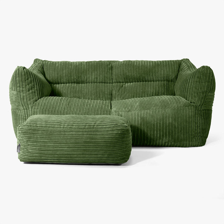 Sofa pufa Victor - Klasyczny sztruks Leśna zieleń 02