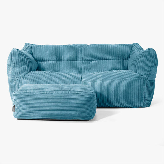 Sofa pufa Victor - Klasyczny sztruks Morski błękit 02