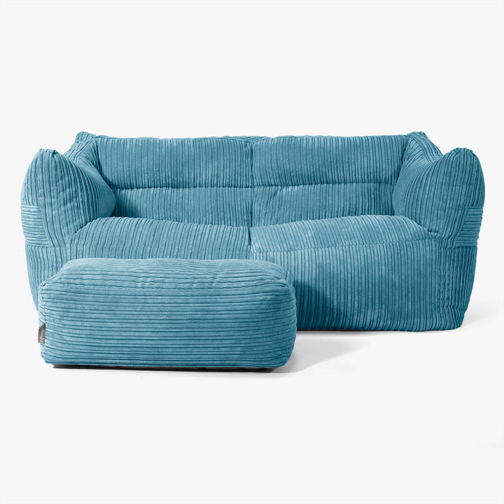 Sofa pufa Victor - Klasyczny sztruks Morski błękit 02