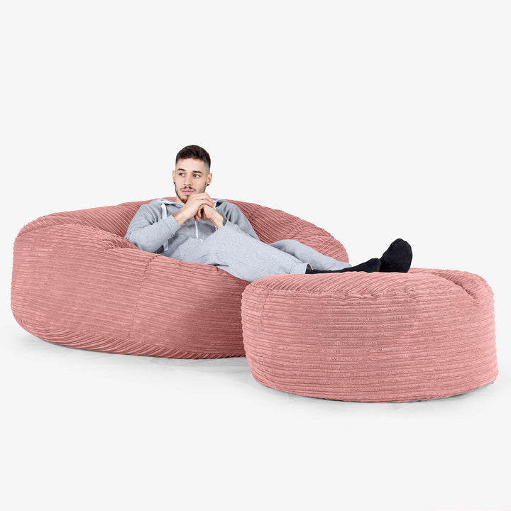 Sofa pufa XXL Mega Mammoth - Klasyczny sztruks Brzoskwinia 02