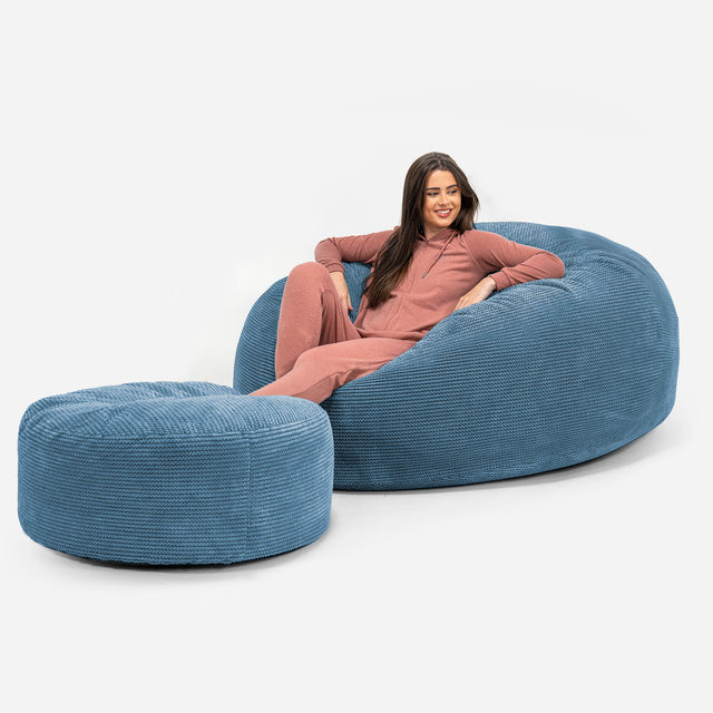 Sofa pufa XXL Mega Mammoth - Pom Pom Błękit królewski 02