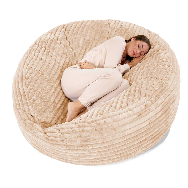 Sofa pufa XXL Mega Mammoth - Sztruks ultra plusz Brzoskwinia