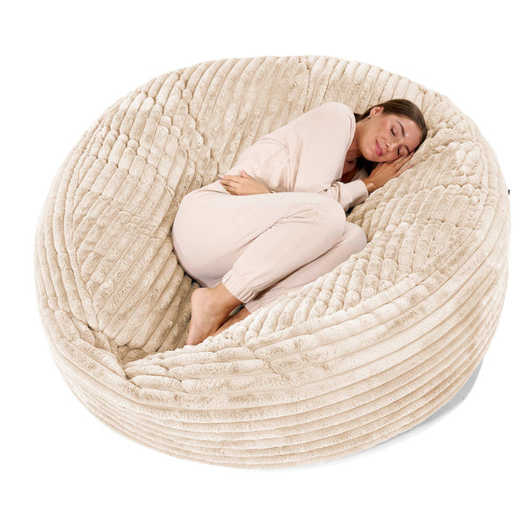 Sofa pufa XXL Mega Mammoth - Sztruks ultra plusz Śmietanka