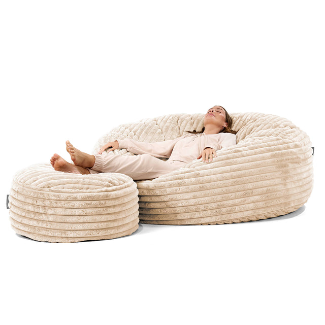 Sofa pufa XXL Mega Mammoth - Sztruks ultra plusz Śmietanka