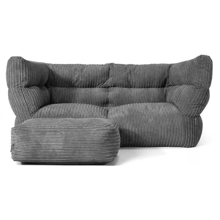 Sofa 2-osobowa pufa Louis - Klasyczny sztruks Chłodna szarość 02