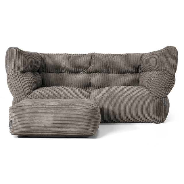 Sofa 2-osobowa pufa Louis - Klasyczny sztruks Grafit szarość 02