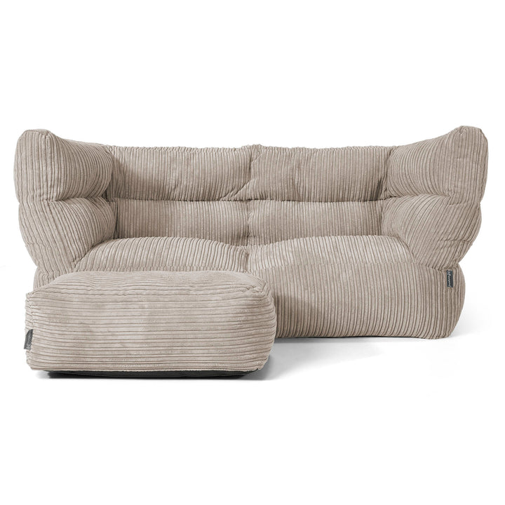 Sofa 2-osobowa pufa Louis - Klasyczny sztruks Mysi 02