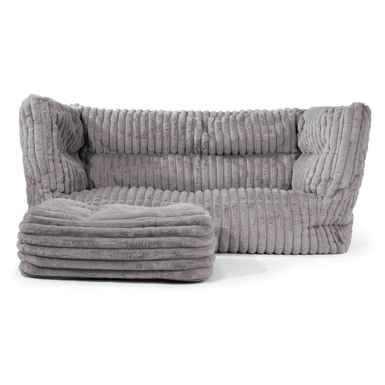 Sofa 2-osobowa pufa Louis - Sztruks ultra plusz Szarość 02