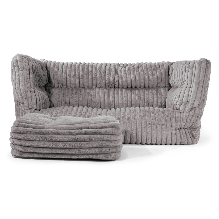 Sofa 2-osobowa pufa Louis - Sztruks ultra plusz Szarość 02
