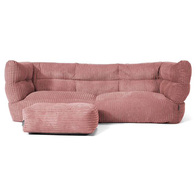 Sofa 3-osobowa pufa Louis - Klasyczny sztruks Brzoskwinia 02