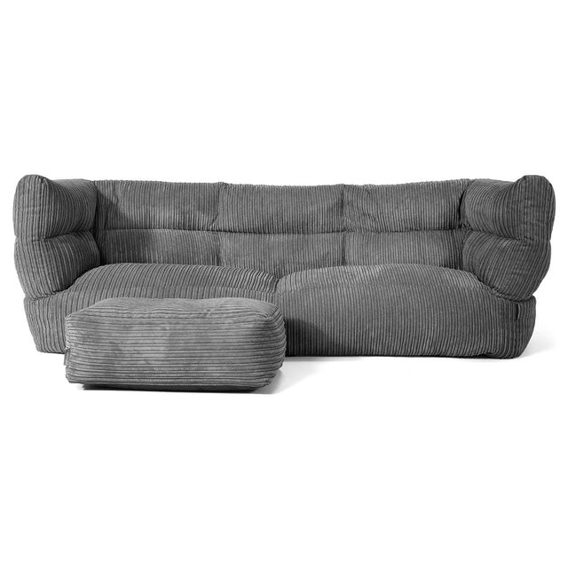 Sofa 3-osobowa pufa Louis - Klasyczny sztruks Chłodna szarość 02