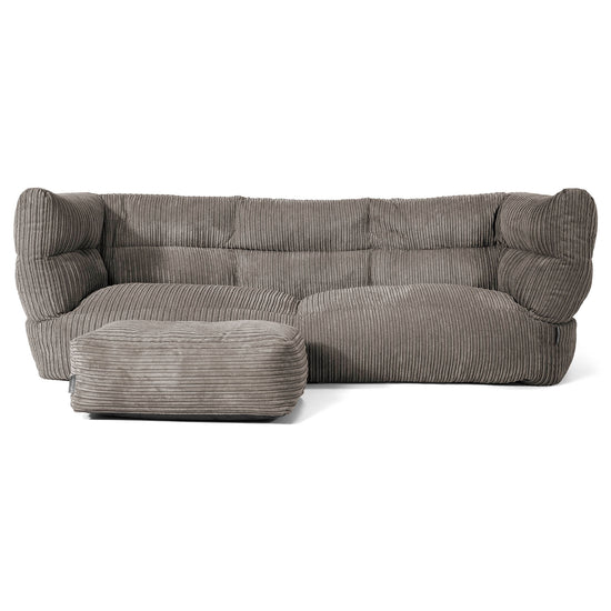 Sofa 3-osobowa pufa Louis - Klasyczny sztruks Grafit szarość 02