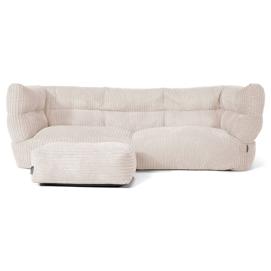 Sofa 3-osobowa pufa Louis - Klasyczny sztruks Kość słoniowa 02