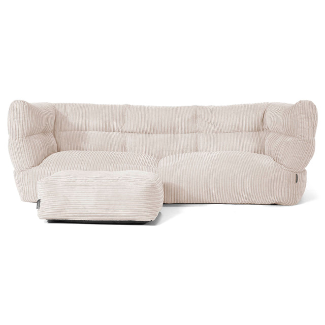 Sofa 3-osobowa pufa Louis - Klasyczny sztruks Kość słoniowa 02