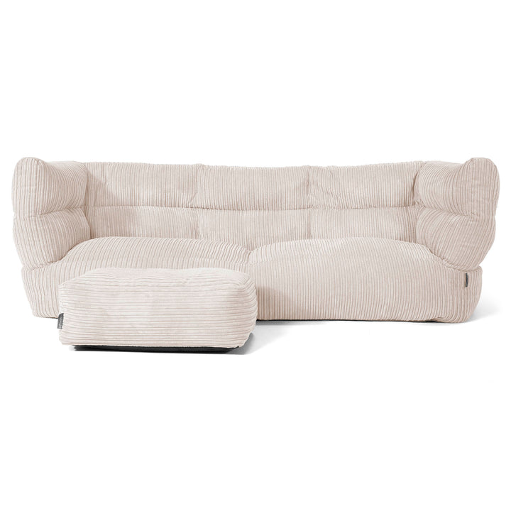 Sofa 3-osobowa pufa Louis - Klasyczny sztruks Kość słoniowa 02