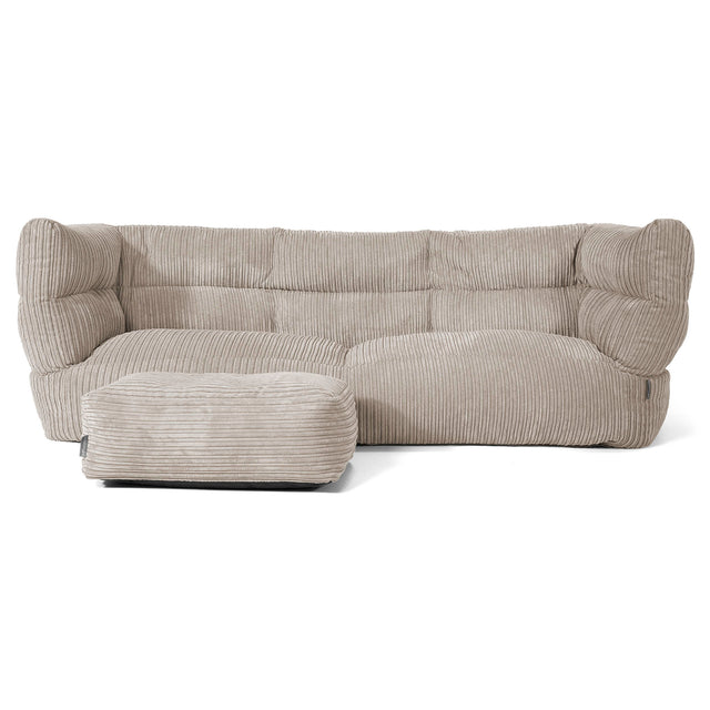 Sofa 3-osobowa pufa Louis - Klasyczny sztruks Mysi 02