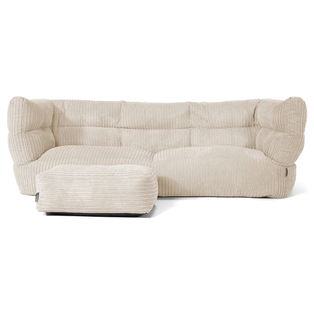 Sofa 3-osobowa pufa Louis - Klasyczny sztruks Śmietanka 02