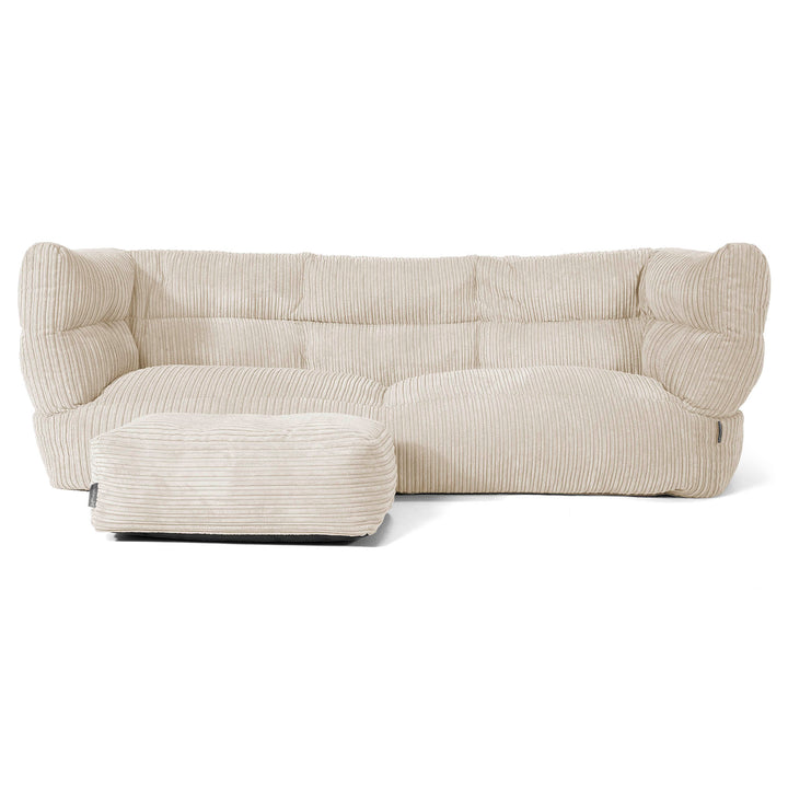 Sofa 3-osobowa pufa Louis - Klasyczny sztruks Śmietanka 02