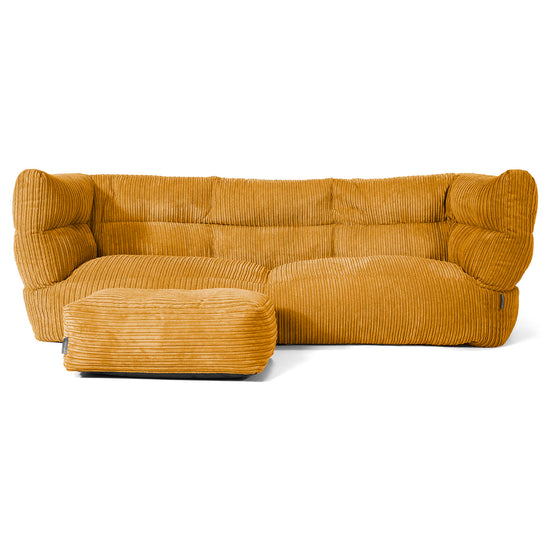 Sofa 3-osobowa pufa Louis - Klasyczny sztruks Złoty Miód 02