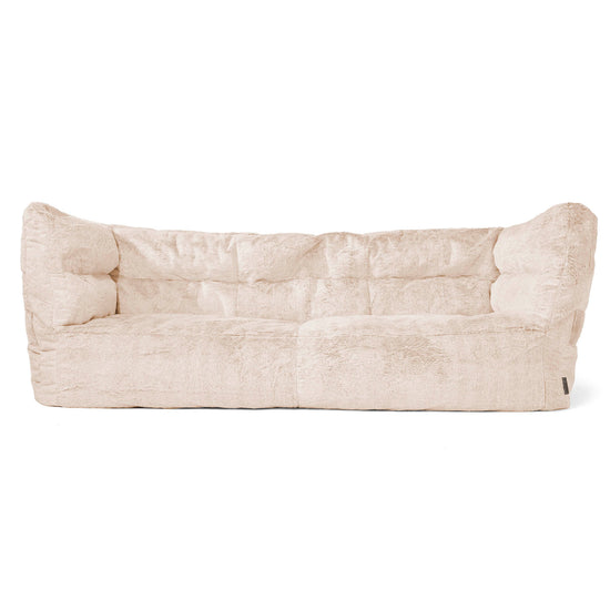 Sofa 3-osobowa pufa Louis - Sztuczne futerko z królika Biel 01