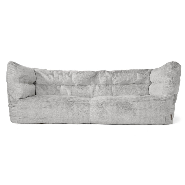 Sofa 3-osobowa pufa Louis - Sztuczne futerko z królika Jasna szarość 01