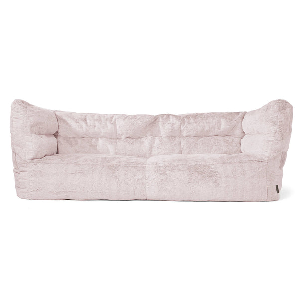 Sofa 3-osobowa pufa Louis - Sztuczne futerko z królika Łosoś 01