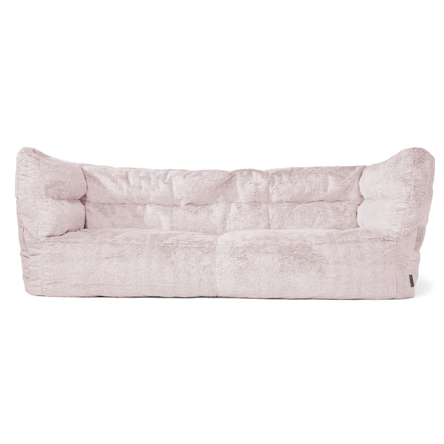 Sofa 3-osobowa pufa Louis - Sztuczne futerko z królika Łosoś 01