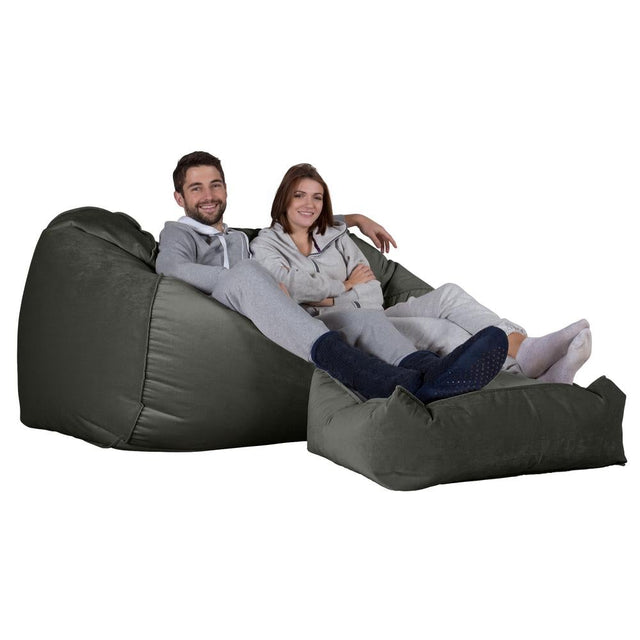 Olbrzymia sofa pufa - Aksamit Grafit szarość 01