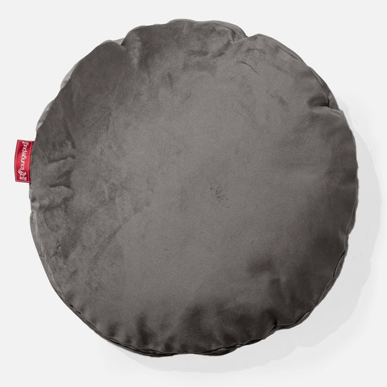 Poduszka ozdobna okrągła 50cm - Aksamit Grafit szarość 01