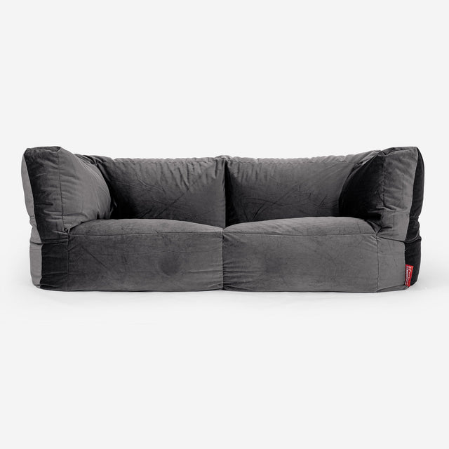 Sofa 2-osobowa pufa Albert - Aksamit Grafit szarość 01