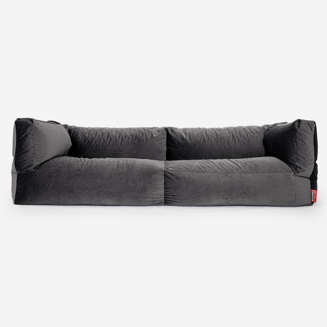 Sofa 3-osobowa pufa Albert - Aksamit Grafit szarość 01